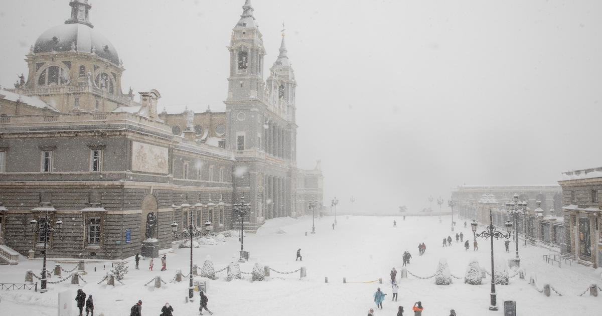 A rare snowstorm in Spain kills 4 and freezes the country