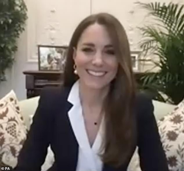 Locking locks!  Kate Middleton, 39, showed significantly longer hair during her recent virtual post.  She joined the NHS staff on a video call to thank them for their hard work